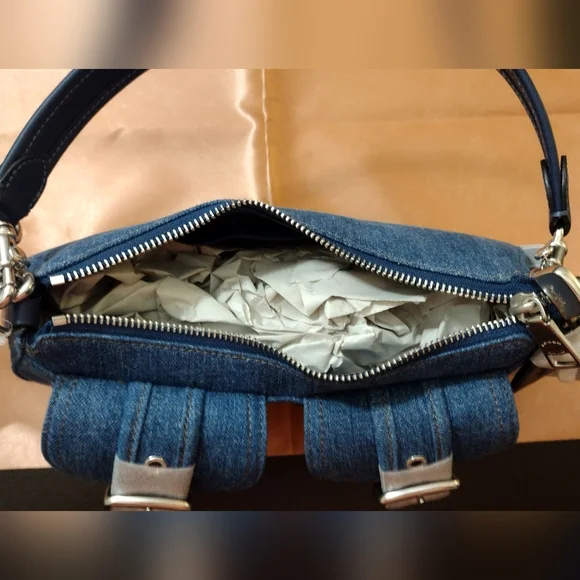 Coach Ashton denim crossbody bag Indigo Silver CAK44 - Picture 11 of 15